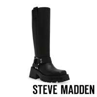 STEVE MADDEN-SABOTAGE 圓環繞帶厚底長靴-黑色