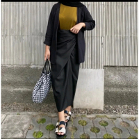 Rok Lilit Satin Wrap Skirt • Rok Lilit Polos • Low Waist Free Ring Kain Kebaya Panjang Mewah Tebal W