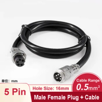 2m Extension Cable Waterproof GX16 Solder Aviation Connector Male Female Plug Socket Adapter M16 2 3 4 5 6 7 8 9 10 Pin PVC Wire