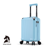 Bogazy Stacy POLO森之風旅 18吋煞車避震輪/海關鎖行李箱登機箱廉航適用/聯名款(天空藍)