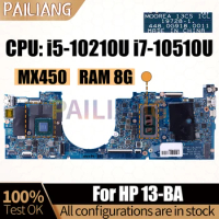 For HP 13-BA Notebook Mainboard Laptop LA-J471P i5-10210U i7-10510U MX450 RAM 8G L94594-601 Motherboard Full Tested