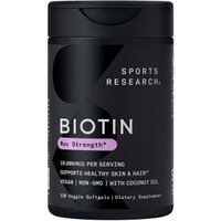 Sports Research Vegan Biotin with Organic Coconut Oil - Biotin Vitamin B7 - Non-GMO & Gluten Free