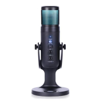 RGB USB Desktop Streaming Media Podcast PC Microphone,Cardioid Condenser Microphone,For Skype,Youtube,Karaoke,Game,Etc