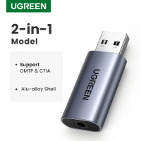 Ugreen External Sound Card USB Audio Interface to Earphone 3.5mm Jack Audio Adapter จัดส่งที่รวดเร็ว