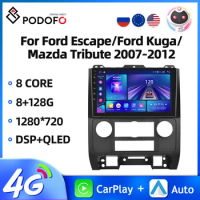 Podofo Android 9'' Car Radio For Ford Escape 2007-2012/Ford Kuga 2007-2012/Mazda Tribute 2007-2012 Multimedia Player Carplay