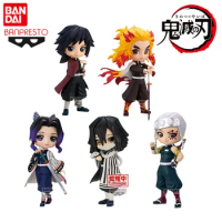 Bandai Genuine Demon Slayer Anime Figure Q Posket Kochou Shinobu Uzui Tengen Action Toys for Boys Girls Gift Collectible Model