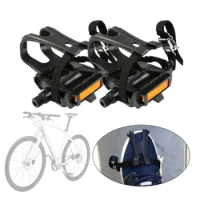 Bike Pedals With Clip &amp; Straps Bicycles Toe Clip Cage Indoor Exercise Spin Bike Pedals For Fitness Indoor Exercise Bikes