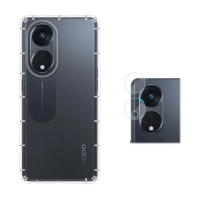 【RedMoon】OPPO Reno8 T 5G 手機殼貼2件組 空壓殼+厚版鏡頭貼