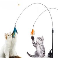 MMM-COD Mainan Bulu Tongkat Lentur Bisa Di Lepas Pasang Untuk Kucing Anjing Dengan Suction Cup/Cat T