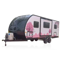 Customized Concession Caravan Camping Truck Mobile RV Travel Trailers Camper Motorhome With Toilet Kitchen Shower Cubicle