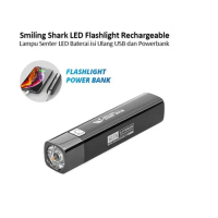 ORIGINAL!! Senter Mini Power Bank 1200mAh LED Flashlight Powerbank - Black