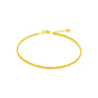 Trendy 15.5-17.5cm Real 22K Gold Rope Bracelet for Women Girls Jewellry Au916 Yellow Gold Chain Bracelets Bangle Birthday Gift
