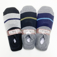 【首爾先生mrseoul】韓國製 室內止滑短襪 ( 男士 一字條紋 - 顏色隨機出貨 ) 可當室內鞋 內理加厚毛巾布