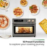 Infrared Heating Air Fryer Toaster Oven, Extra Large Countertop Convection Oven 10-in-1 Combo, 6-Slice Toast, Enamel Baking Pan