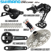SHIMANO DEORE M6100 12 Speed Derailleur Kits MTB Bike FC-M6100-1 Crankset CS-M6100-12 10-51T Cassette BB52 Bottom Bicycle Parts