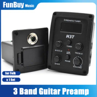 Guitar Pickup 3 Bands Acoustic Guitar Preamp EQ Tuner Piezo for Acoustic Guitar