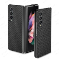 For Samsung Z Fold3 5G Case Leather Hard Back Cover For Galaxy Z Fold 3 ZFold3 Fold3 5G Carbon Fiber Design Case