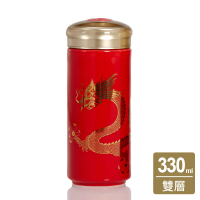乾唐軒活瓷 | 鴻運金龍隨身杯 / 大 / 雙層 / 4色 330ml-中國紅貼花