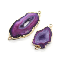 Natural Stone Druzy Geode Crystal Connector Pendants for Jewelry Making DIY Necklace Bracelets Amethyst Crystal Charms Accessory