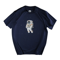 鹿妖商店x插畫師爭吵 像素宇航員 太空人創意印花復古重磅純棉T恤