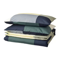BRUNKRISSLA 被套附2個枕頭套, 綠色/彩色, 200x200/50x80 公分