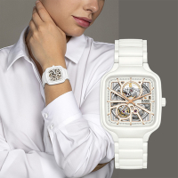 RADO 雷達 官方授權 True 真我系列 方形開芯自動機械腕錶 母親節送禮推薦-38mm R03 R27073012