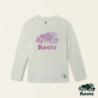 【Roots】Roots大童-金蔥海狸系列 漸層海狸有機棉長袖T恤(白色)