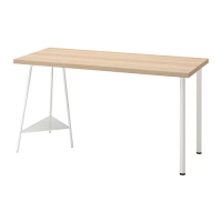 LAGKAPTEN/TILLSLAG 書桌/工作桌, 染白橡木紋/白色, 140x60 公分
