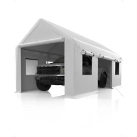 Carport Carport 13'x20' Heavy Duty Portable Garage 1.0 Mm Steel Poles &amp; 180 G PE Waterproof Canopy 2 Side Doors for Pickup Truck