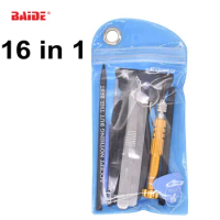 16 in 1 Opening Tools Kit With 0.6Y 0.8 T5 T2 1.2 Pentalobe Screwdriver for iPhone7 iPad Tablet PC Notebook Screen Repair 100set