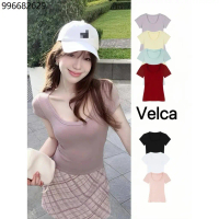 พร้อมส่งจากกทม  เสื้อยืดแขนสั้นผ้าไหมน้ำแข็งผู้หญิง เสื้อยืดสีทึบสไตล์เกาหลีทรงเข้ารูปและใช้งานได้หล