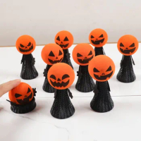 10Pc Cute Funny Halloween Pumpkin Jumping Doll Finger Puppet for Kids Birthday Party Favors Goodie Piniata Filler Halloween Gift