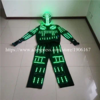 RGB LED Costume LED Clothing el wire costumes LED Robot suits david with remote control