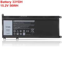 15.2V 56Wh Original 33YDH Laptop Battery Genuine For Dell Inspiron 7577 7773 7778 7786 7779 Latitude 3380 3480 3490 3580 3590