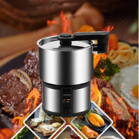 450W Travel Pot Mini Portable 304 Stainless Steel Electric Hot Pot Electric Boiling Pot Small Hot Pot Steamer Stew Pot 110-240V