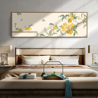 心經畫 心經掛畫 壁畫 裝飾畫新中式客廳裝飾畫沙發背景墻橫幅柿柿如意水果寓意好臥室床頭掛畫