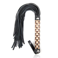 39CM Premium PU Leather Tassel Short Horse Whip for Horse Training, Pearlite Layer Handle with Wrist Strap