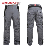 Poly-cotton Work Pants Men for Construction Engineer's Cargo Pants with Multi Pockets Durable Workwear Craftsman's Working Pants
