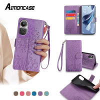 Ladies Leather Flip Wallet Case for OPPO Reno 10 9 8 7 6 Pro Plus Lite SE 8T 7Z 8Z 5G Luxury Magnetic Case with Card Slots Strap