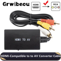 Grwibeou HDMI to RCA Converter HDMI to AV CVBs Composite Video Adapter Supports PAL/NTSC for TV Stick Roku Android TV Box DVD
