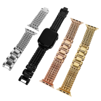 【Watchband】Apple Watch 全系列通用錶帶 蘋果手錶替用錶帶 立體心字 折疊扣不鏽鋼錶帶(玫瑰金/金/黑/銀)