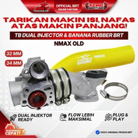 TB Throttle Body + Velocity NMAX Old Dual Injector Original BRT 32mm & 34mm (TB Banana Rubber Clamp 