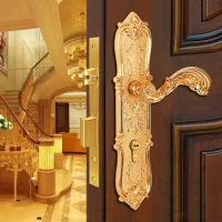 Europen Brass Gate Lock Door Locks Modern Golden Indoor Handle Lockset Villa Rose Golden Wood Door Locksets