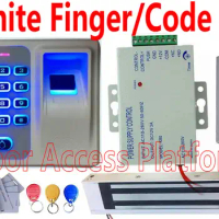 White color Fingerprint+Code Standalone access controller,Door Control Electric Magnetic Door Lock Door power EM ID card kits