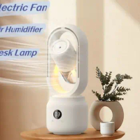 Summer Water Cooled Spray Mist Electric Bladeless Ventilator Table Fan USB Rechargeable Portable Wireless Air Humidifier