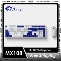 Akko MX108 Keyboard Two Mode Bluetooth Wireless Mechanical Gaming Keyboard Ergonomics Portable Office Pc Gamer Accessories Mac