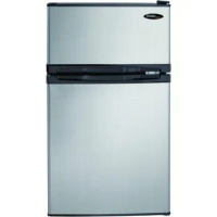 Compact Refrigerator with Freezer, E-Star Rated Mini Fridge for Bedroom, Living Room, Kitchen, or Office, Stainless Steel