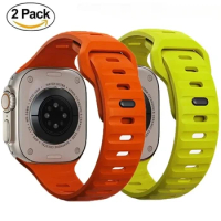 2Pack Soft Silicone Strap For Apple Watch Band Ultra 49mm 45 41 44 40 42 38mm Sport Watchband for Iwatch Serise 8 7 6 5 Bracelet