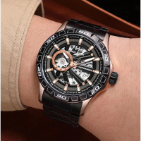 DISKON jam tangan ! Evans Jayden Jam Tangan Pria 9565 Rantai Automatic Movement Stainless Steel Kaca