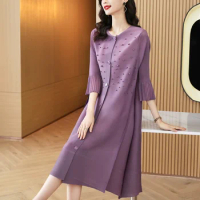 2023 New Fashion Shirt Dress Women's Autumn Versatile 3/4 Sleeve Mini Dress Korean Loose Tight Party Casual Vestidos